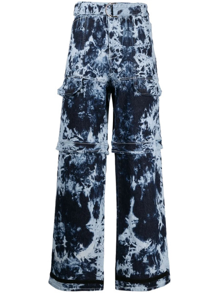  Ferrari Belted-waist Tie-dye Print Jeans - Blue 