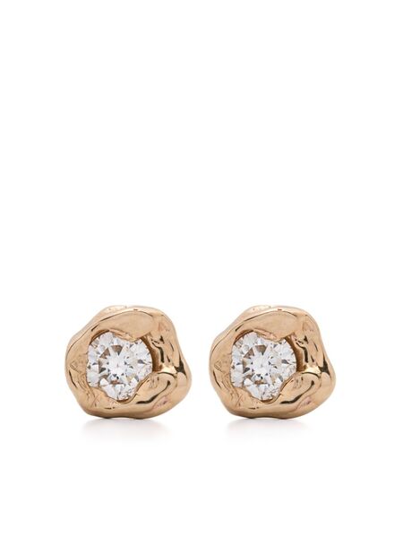  Fie Isolde 14k Yellow Gold Small Alfa Diamond Stud Earrings 