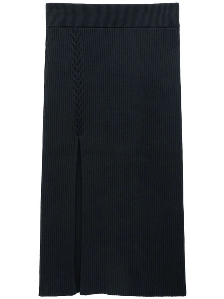  Filippa K Front-slit Ribbed Midi Skirt - Black 