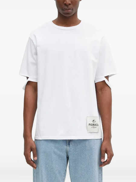  Fiorucci Distressed-hem Logo-patch T-shirt - White 