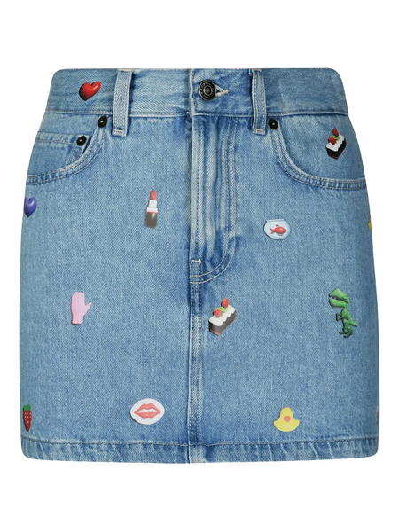  Fiorucci Graphic-appliqué Denim Skirt - Blue 