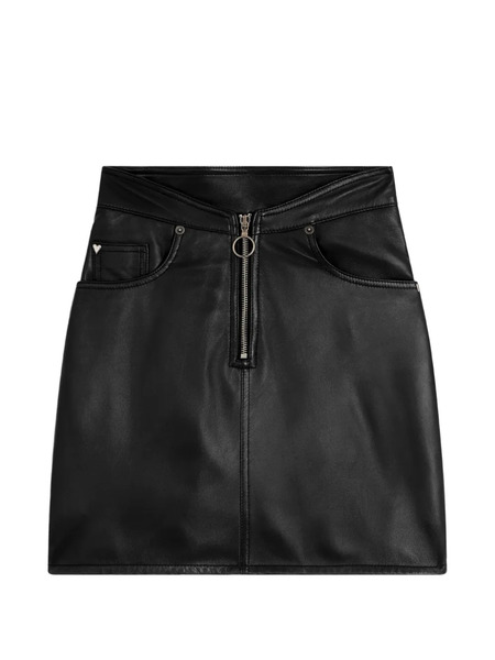  Fiorucci Leather Zippered Mini Skirt - Black 