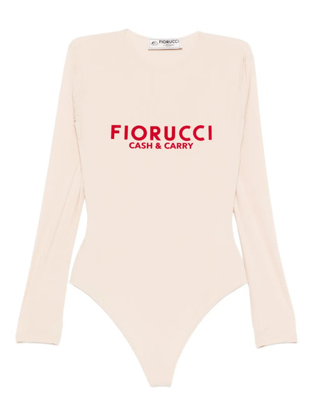  Fiorucci Logo-print Long-sleeve Bodysuit - Neutrals 