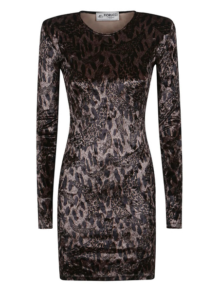  Fiorucci Velvet Leopard-print Dress - Brown 