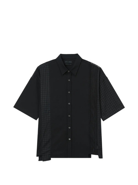  Five Cm Check-panel Short-sleeve Shirt - Black 