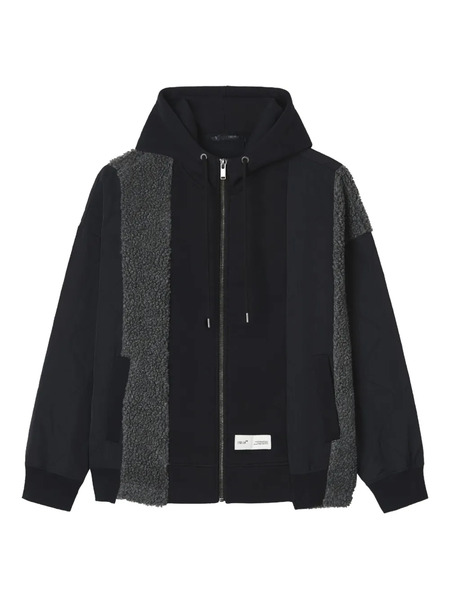  Five Cm Fleece-panelled Zip-up Hoodie - Black 