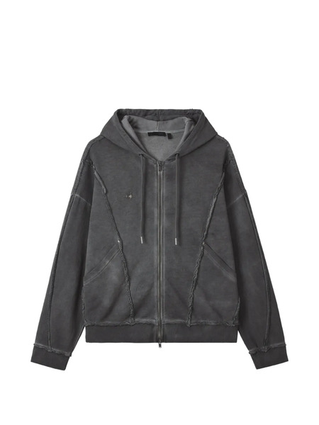  Five Cm Frayed Zip Hoodie - Grey 
