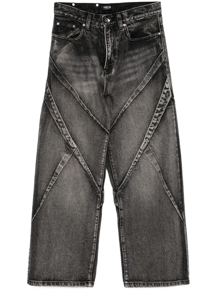  Five Cm Panelled Tapered Jeans - Black 