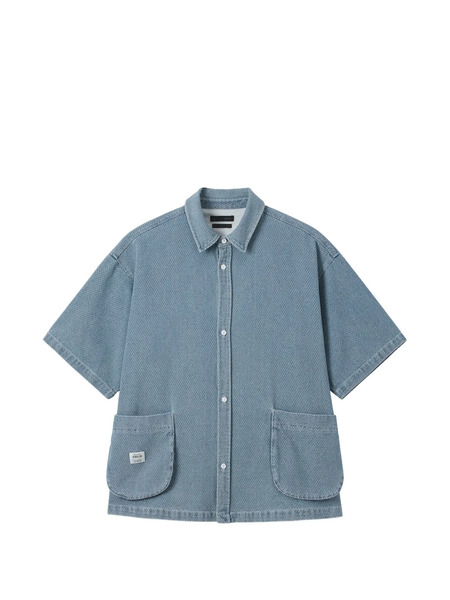  Five Cm Patch-pocket Short-sleeve Shirt - Blue 