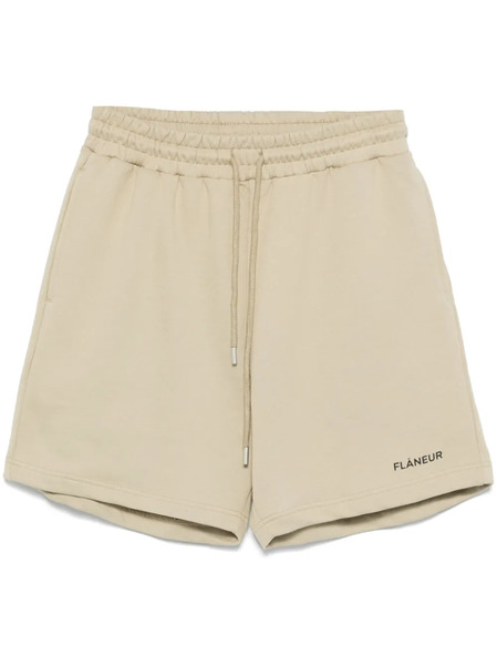  Flâneur Rubberised-logo Shorts - Neutrals 