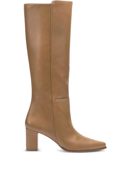  Flattered Tess Leather Zip-detail Knee-high Boots - Neutrals 