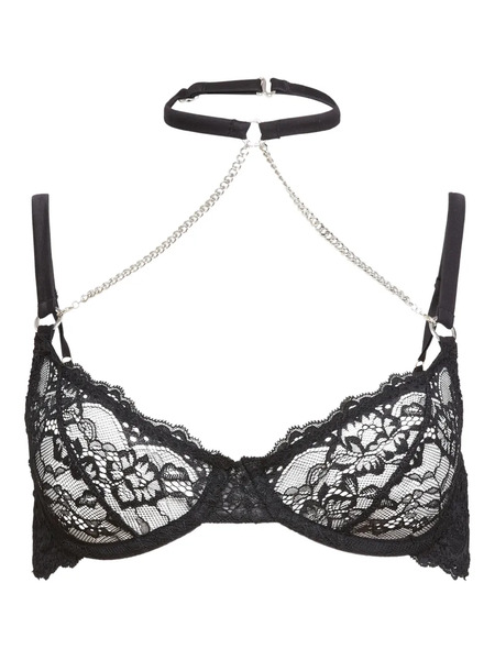  Fleur Du Mal Bianca Chain Lace Bra - Black 