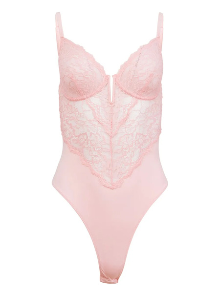  Fleur Du Mal Bianca Lace Bodysuit - Pink 
