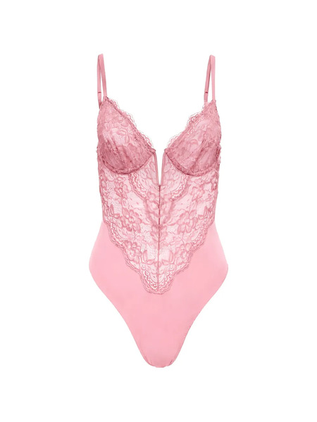 Fleur Du Mal Bianca Lace Bodysuit - Pink 