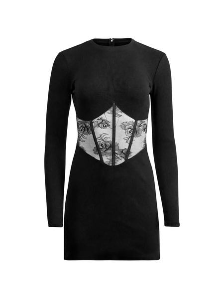  Fleur Du Mal Bouquet-lace Boned Midi Dress - Black 