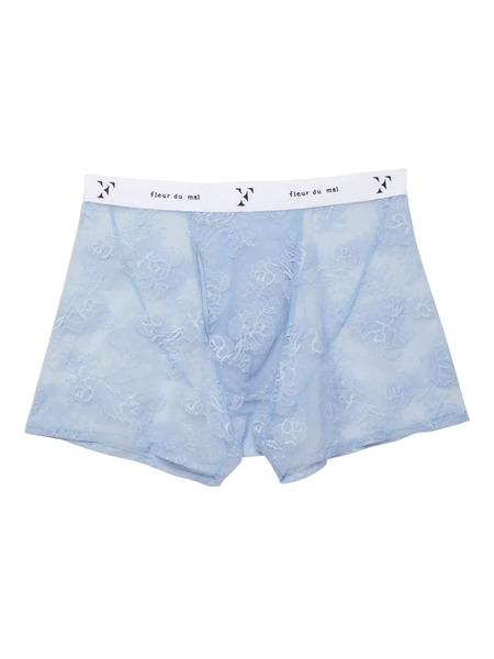  Fleur Du Mal Bouquet Lace Boxer Brief - Blue 