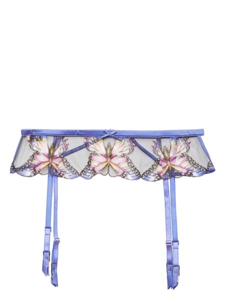  Fleur Du Mal Butterfly-embroidered Garter Belt - Blue 