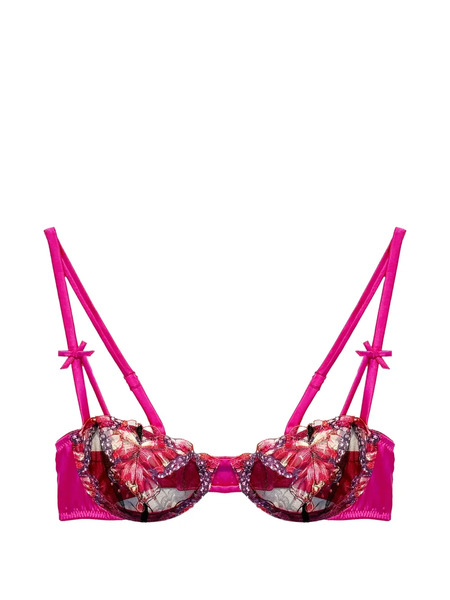  Fleur Du Mal Butterfly Embroidery Balconette Bra - Pink 