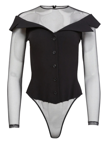  Fleur Du Mal Button Bodysuit - Black 