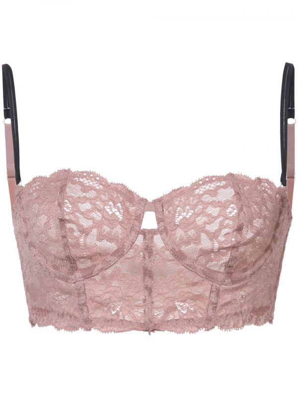  Fleur Du Mal Charlotte Lace Longline Bra - Neutrals 