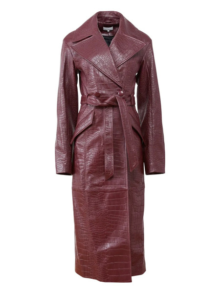  Fleur Du Mal Crocodile-effect Belted Coat - Red 