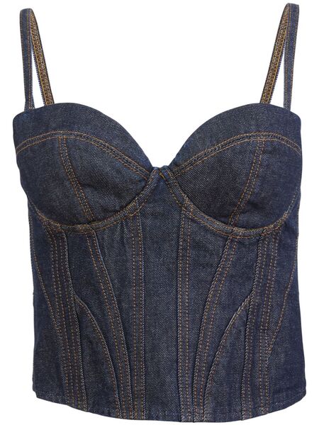  Fleur Du Mal Denim Bustier Top - Blue 