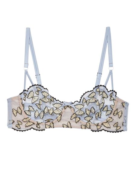  Fleur Du Mal Farfalle Embroidered Balconette Bra - Blue 