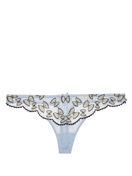  Fleur Du Mal Farfalle Embroidered Thong - Blue 
