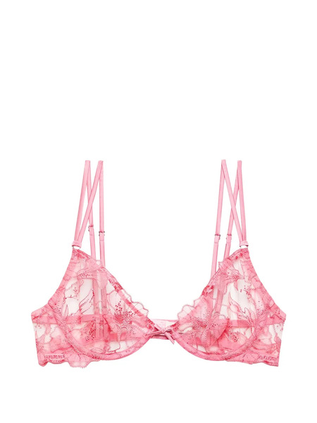  Fleur Du Mal Floral Embroidered Ruffled Bra - Pink 