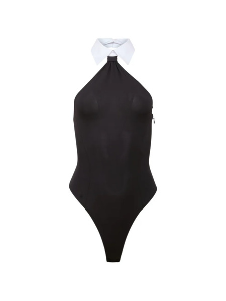  Fleur Du Mal Hannah Collar Contrasting Panel Bodysuit - Black 