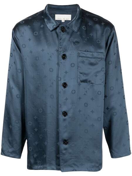  Fleur Du Mal Jacquard Silk Pyjama Top - Blue 
