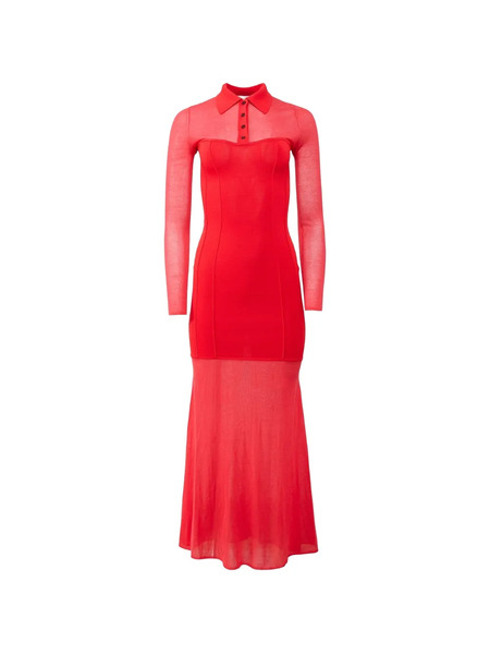  Fleur Du Mal Kate Button Maxi Dress - Red 