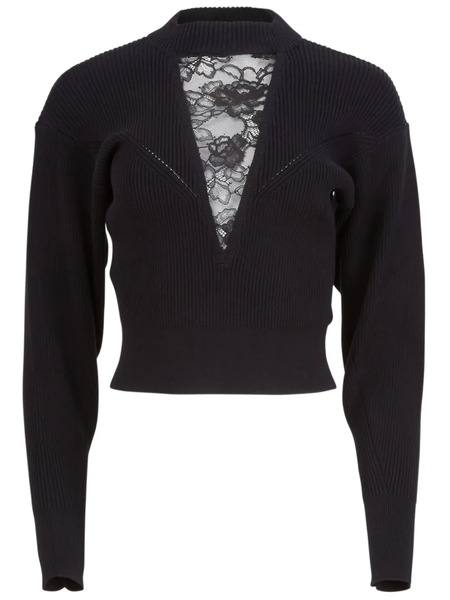  Fleur Du Mal Lace-insert Cropped Sweater - Black 