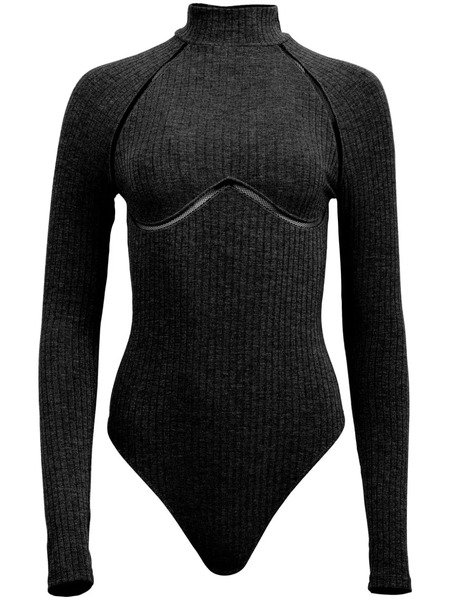  Fleur Du Mal Lattice-trim Ribbed Bodysuit - Black 