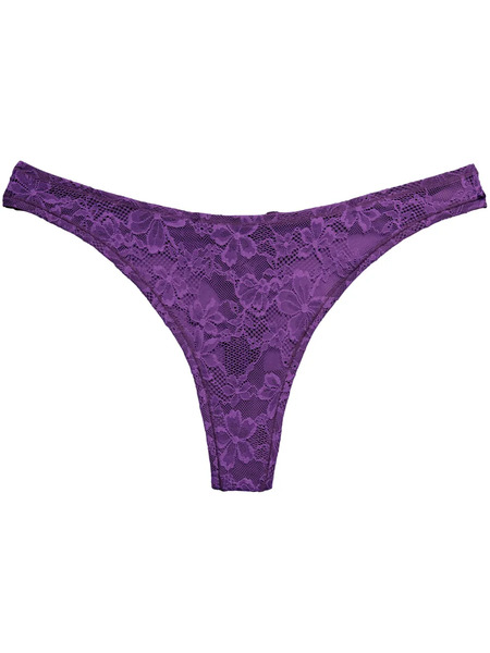  Fleur Du Mal Le Stretch Lace Thong - Purple 