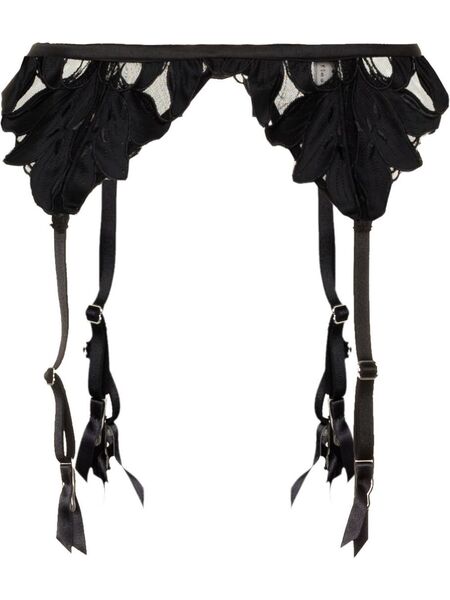  Fleur Du Mal Lily Embroidered Garter Belt - Black 