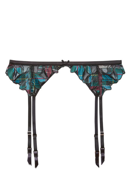 Fleur Du Mal Lily Embroidered Garter Belt - Black 