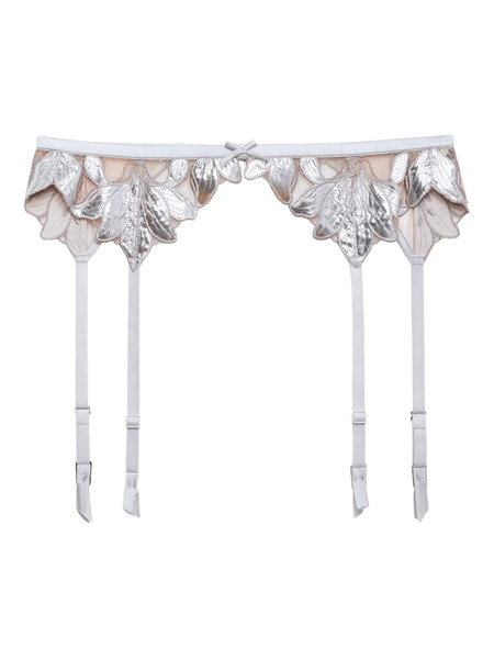  Fleur Du Mal Lily Embroidery Garter Belt - Grey 