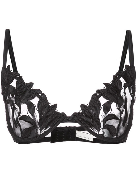  Fleur Du Mal Lily Lace Plunge Demi Bra - Black 