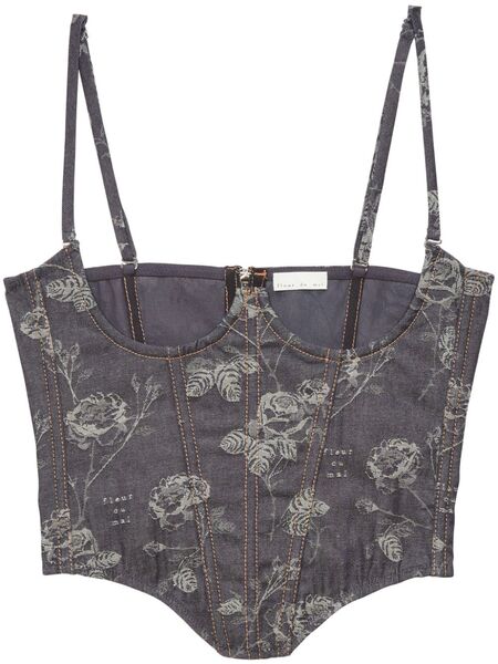  Fleur Du Mal No Cup Jacquard Bustier - Blue 
