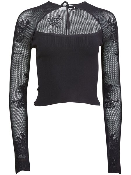  Fleur Du Mal Pointelle-knit Decollette Top - Black 
