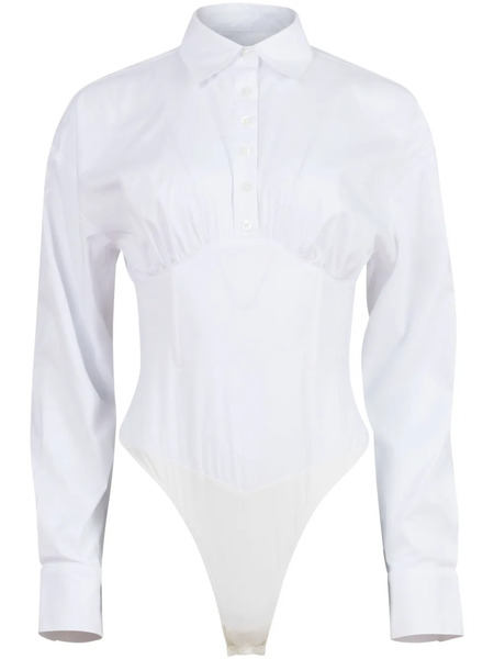  Fleur Du Mal Poplin Button-down Bodysuit - White 