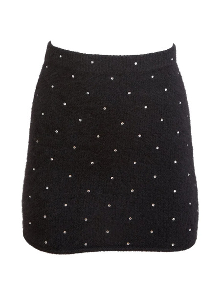  Fleur Du Mal Rhinestone Knitted Mini Skirt - Black 