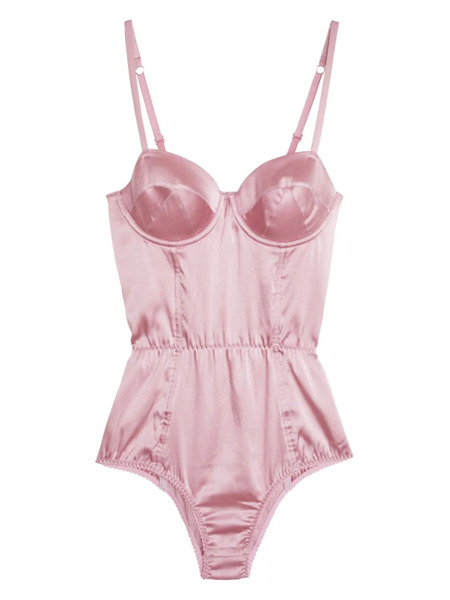  Fleur Du Mal Satin Bullet Bodysuit - Pink 