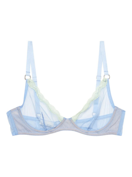  Fleur Du Mal Sheer Tulle Demi Bra - Blue 