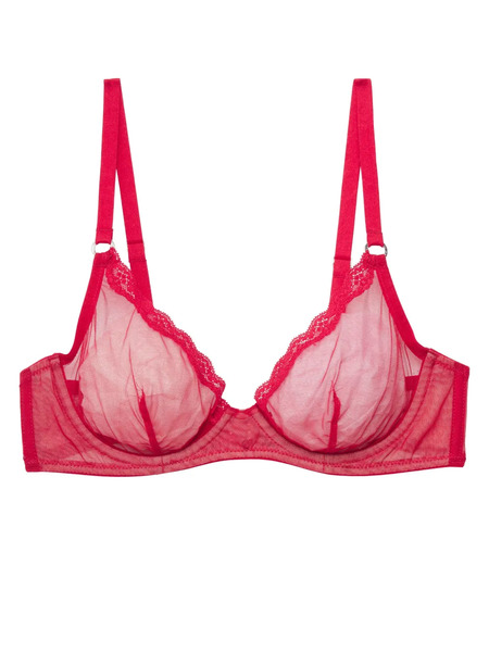  Fleur Du Mal Sheer Tulle Demi Bra - Red 