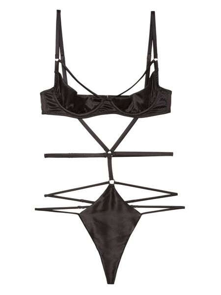  Fleur Du Mal Strappy Bondage Underwire Bodysuit - Black 