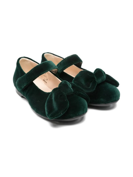  Florens Bow-detail Velvet Ballerinas - Green 