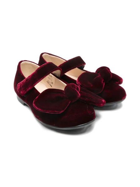  Florens Bow-detail Velvet Ballerinas - Red 