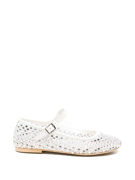  Florens Buckle Embellished Ballet Flats - White 